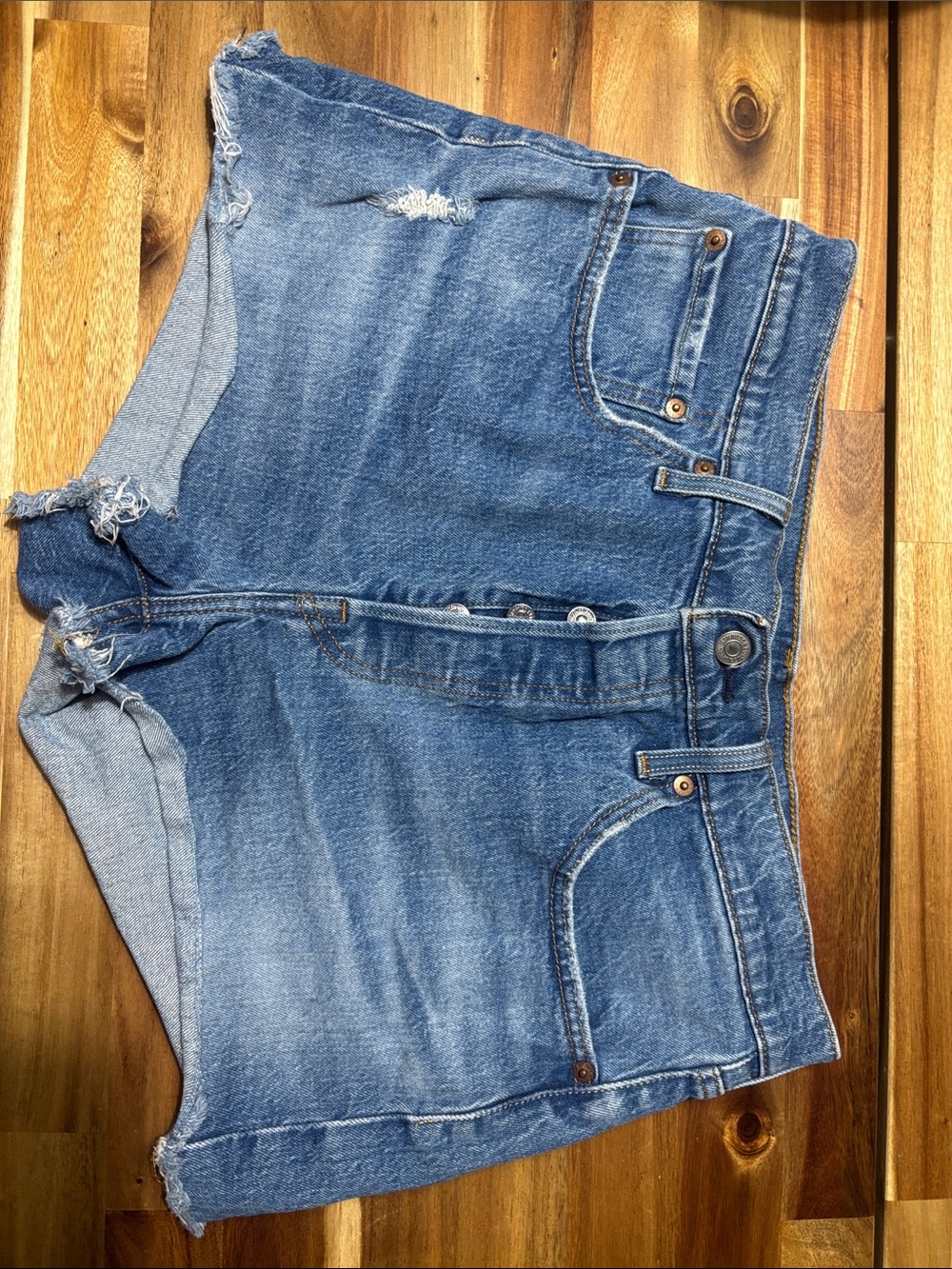 Levi's Distressed Blue Denim Cutoff Shorts